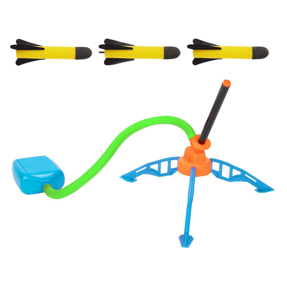 Toi-toys speel luchtdruk raket lanceerbasis met 3 raketten