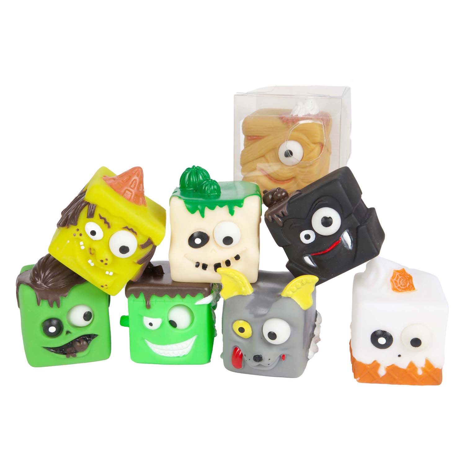 Toi-toys leuke knijpkubusmonster puiloog, 5cm