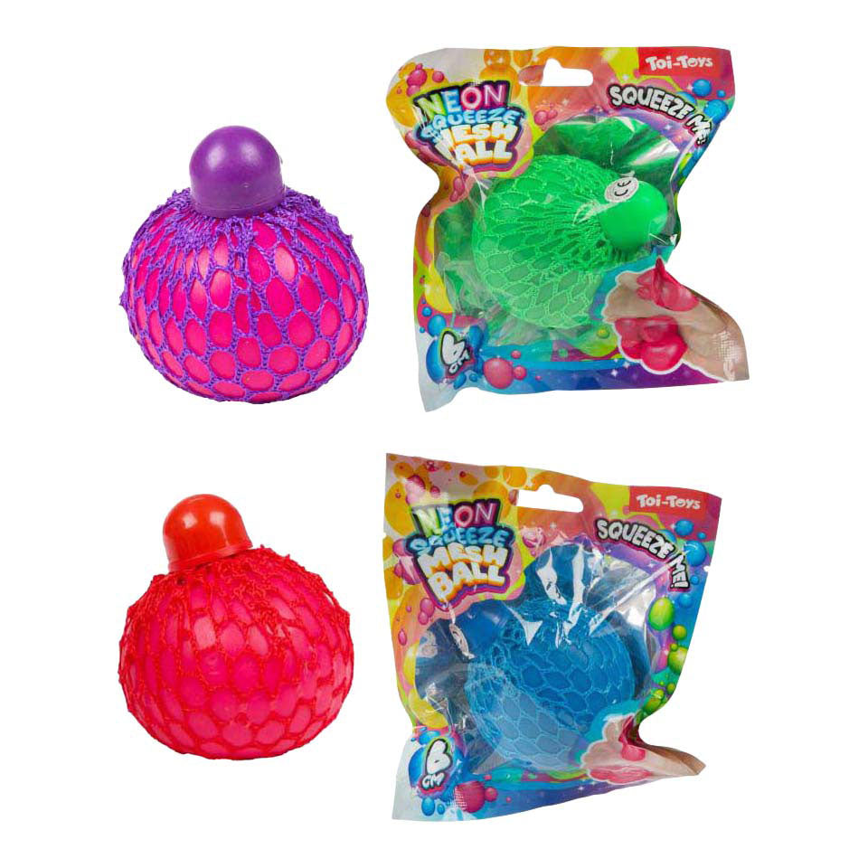 Toi-toys fun knijpbal neon mesh, 6 cm