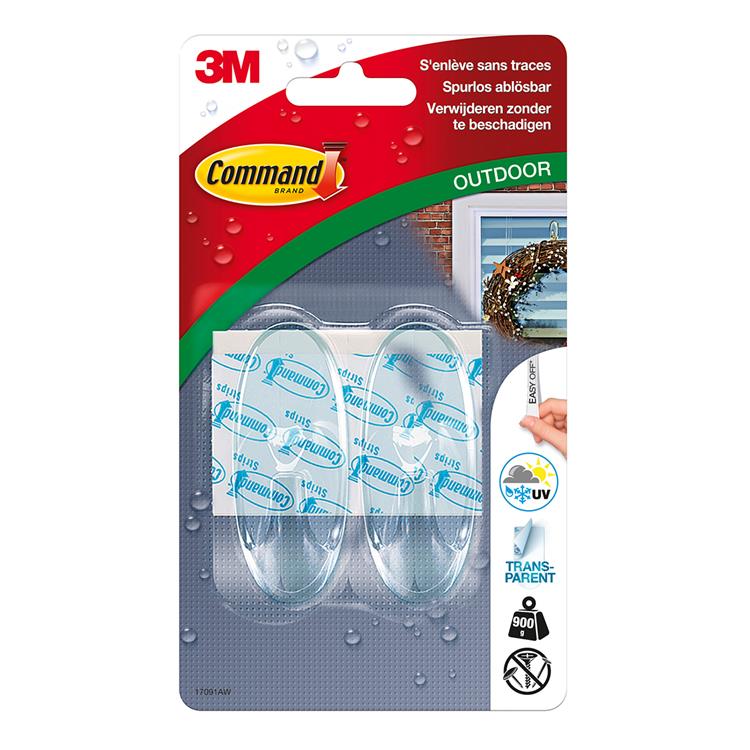 3m 1059852 - cmd haken outdoor, transp, 2hk | 9 stuks