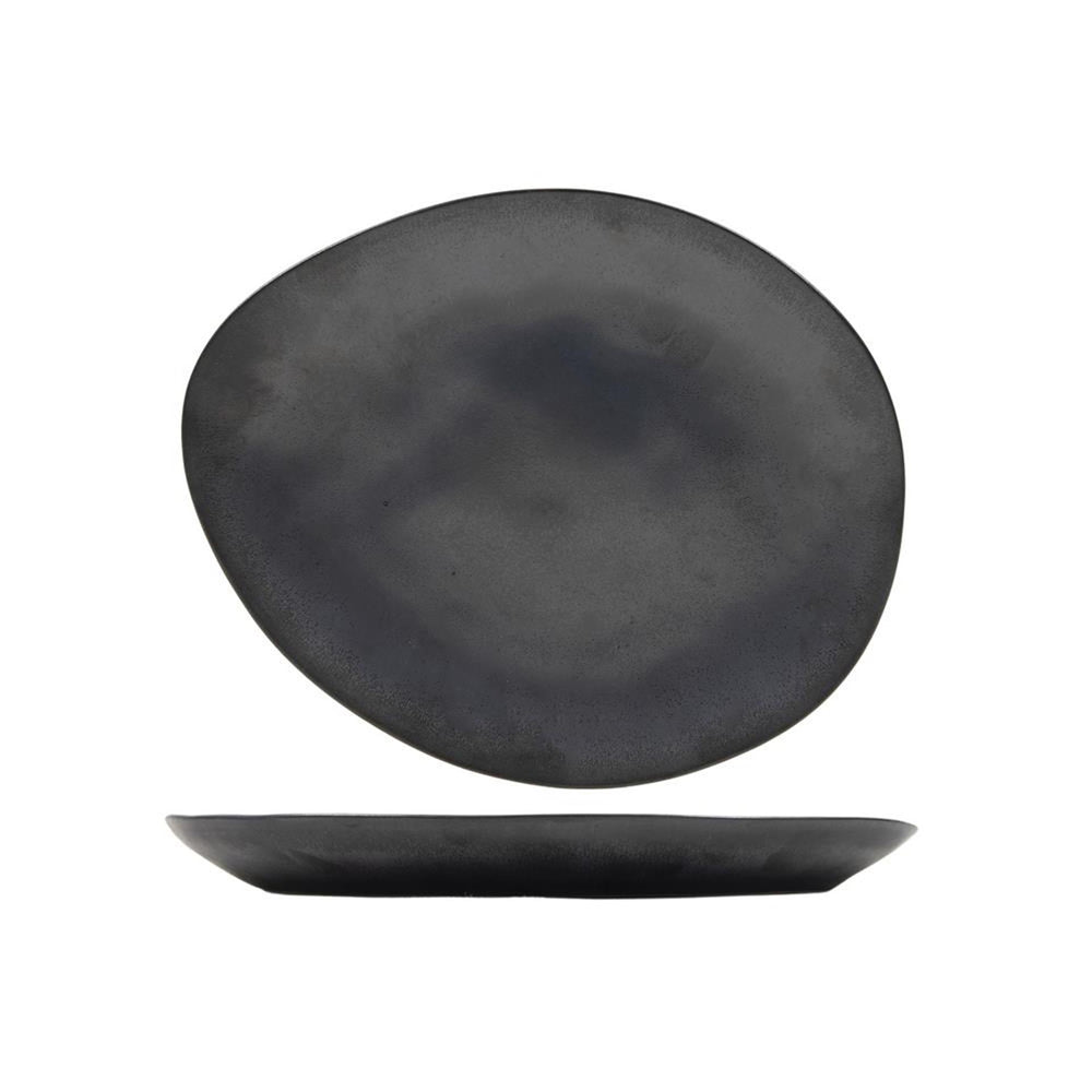 Svenska living ontbijtbord ovaal manhattan 20,3x17cm doos a 6 stuks antraciet