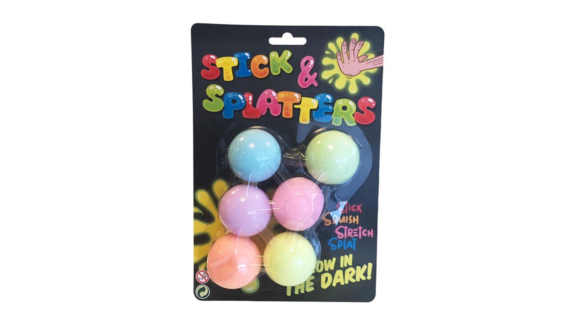 Sticky Stretch Ballen Glow in the Dark, 6st