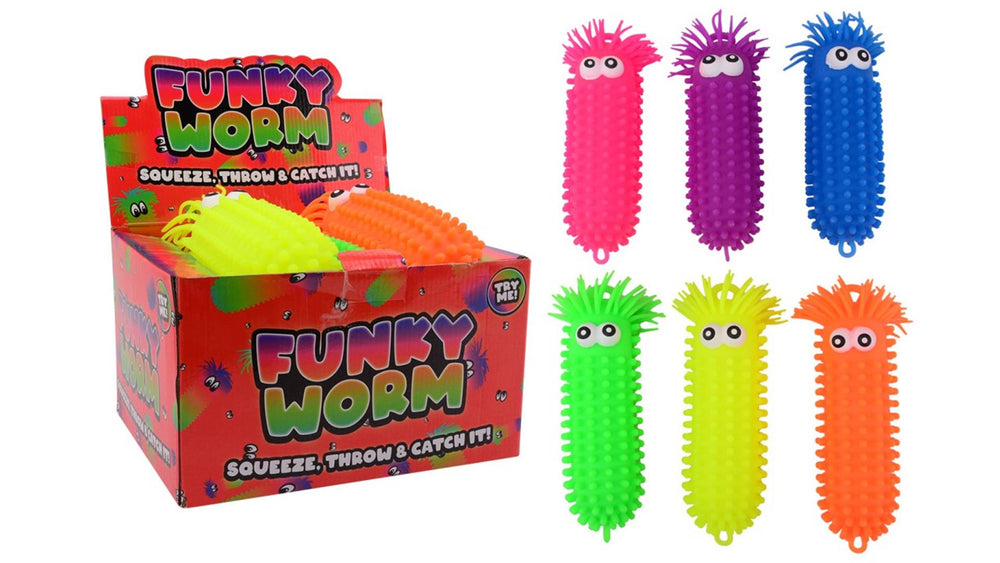 Johntoy john toy fluffy worm met grote ogen 9x9x28cm