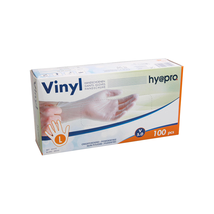Hy@pro 1066459 - handschoen vinyl large wit ongepoederd doos 100st | 5 stuks