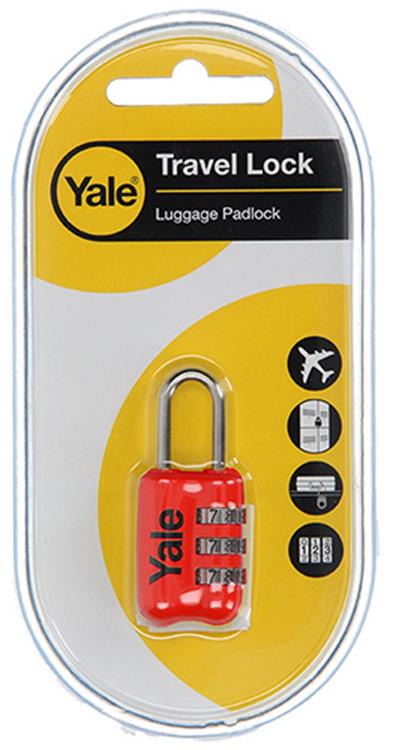Yale 1018570 - bagage-cijferhangslot rood yp2 23 128 1r 23mm | 5 stuks