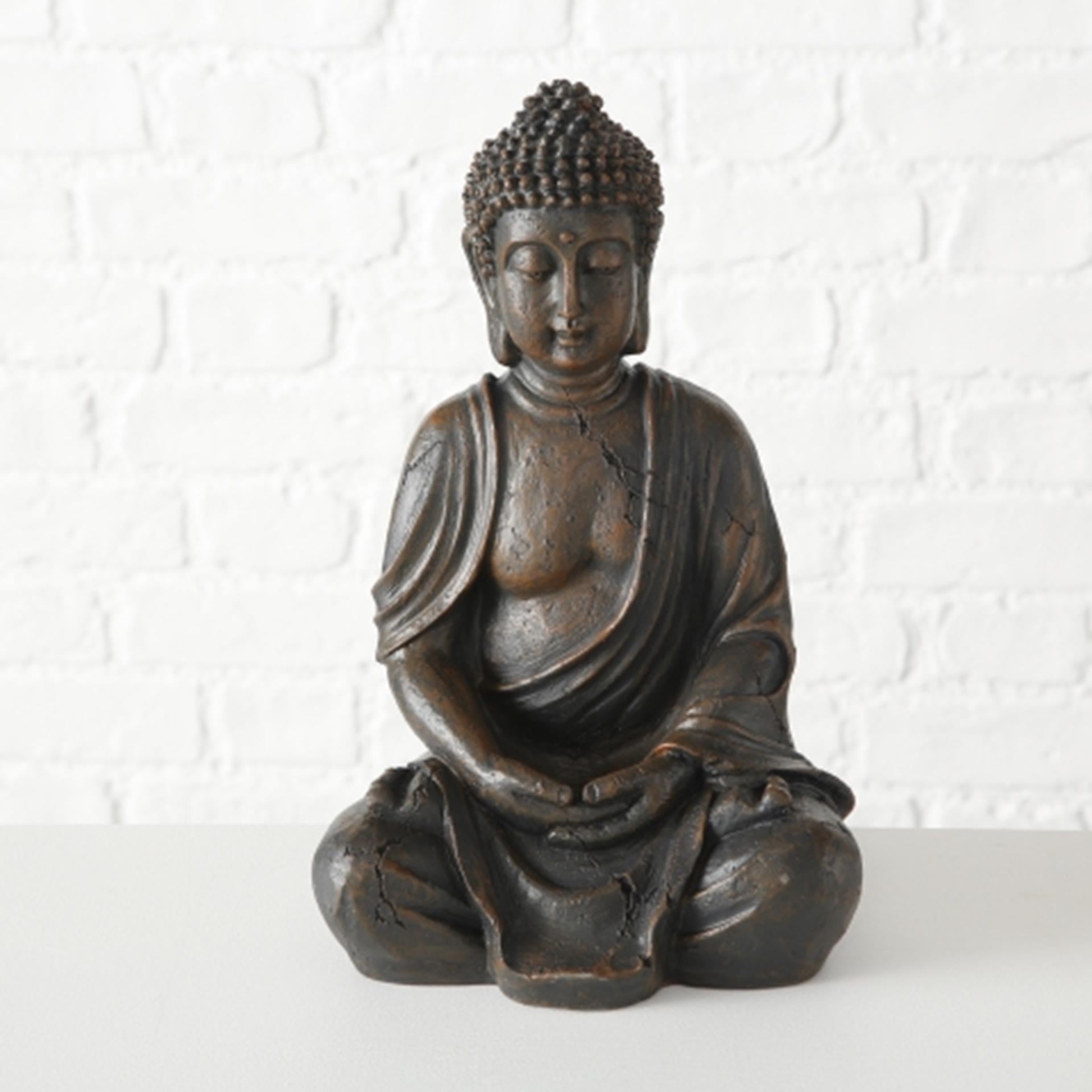Boltze home tuinbeeld boeddha h30cm polyresin bruin