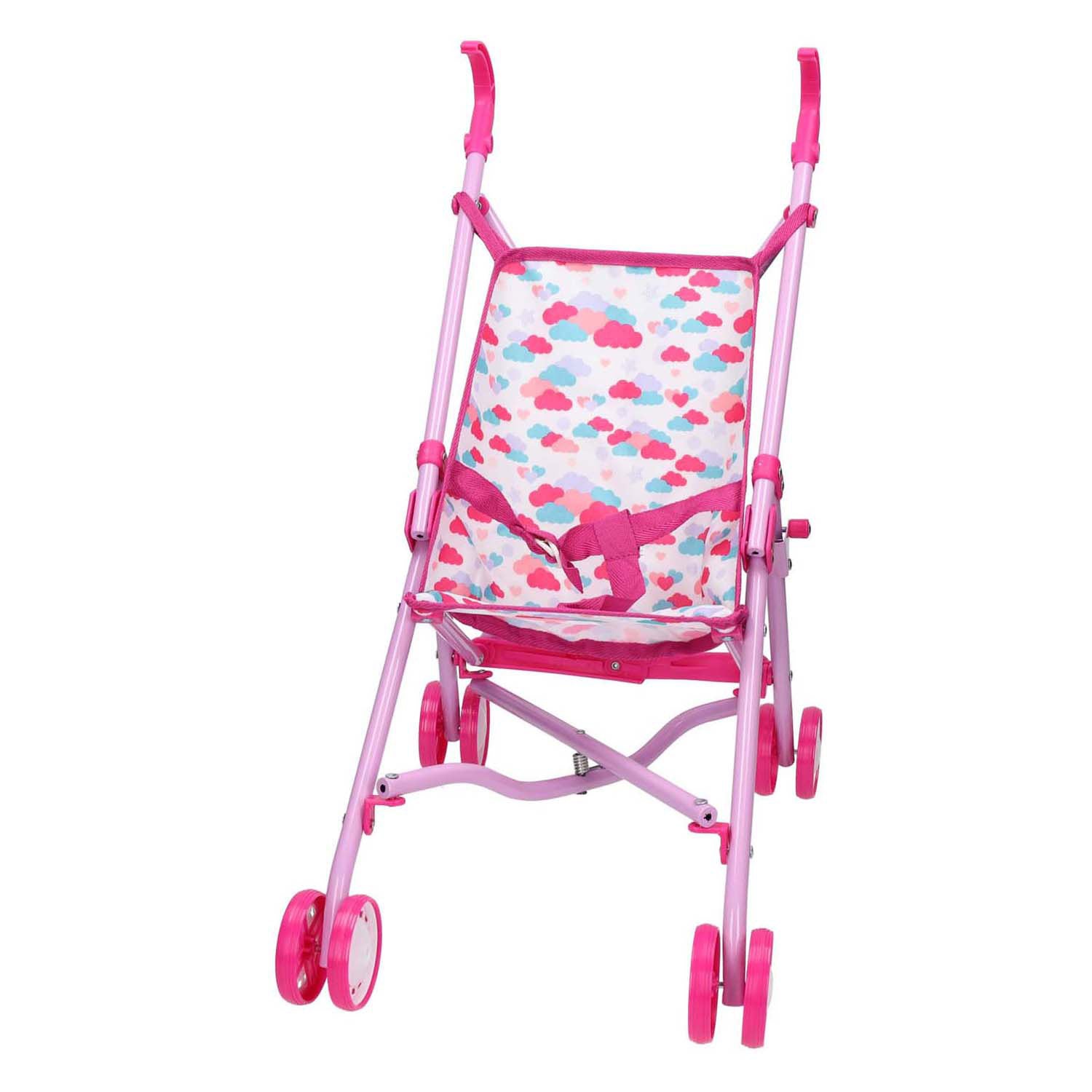 Jono speelgoed poppenbuggy hartjes roze