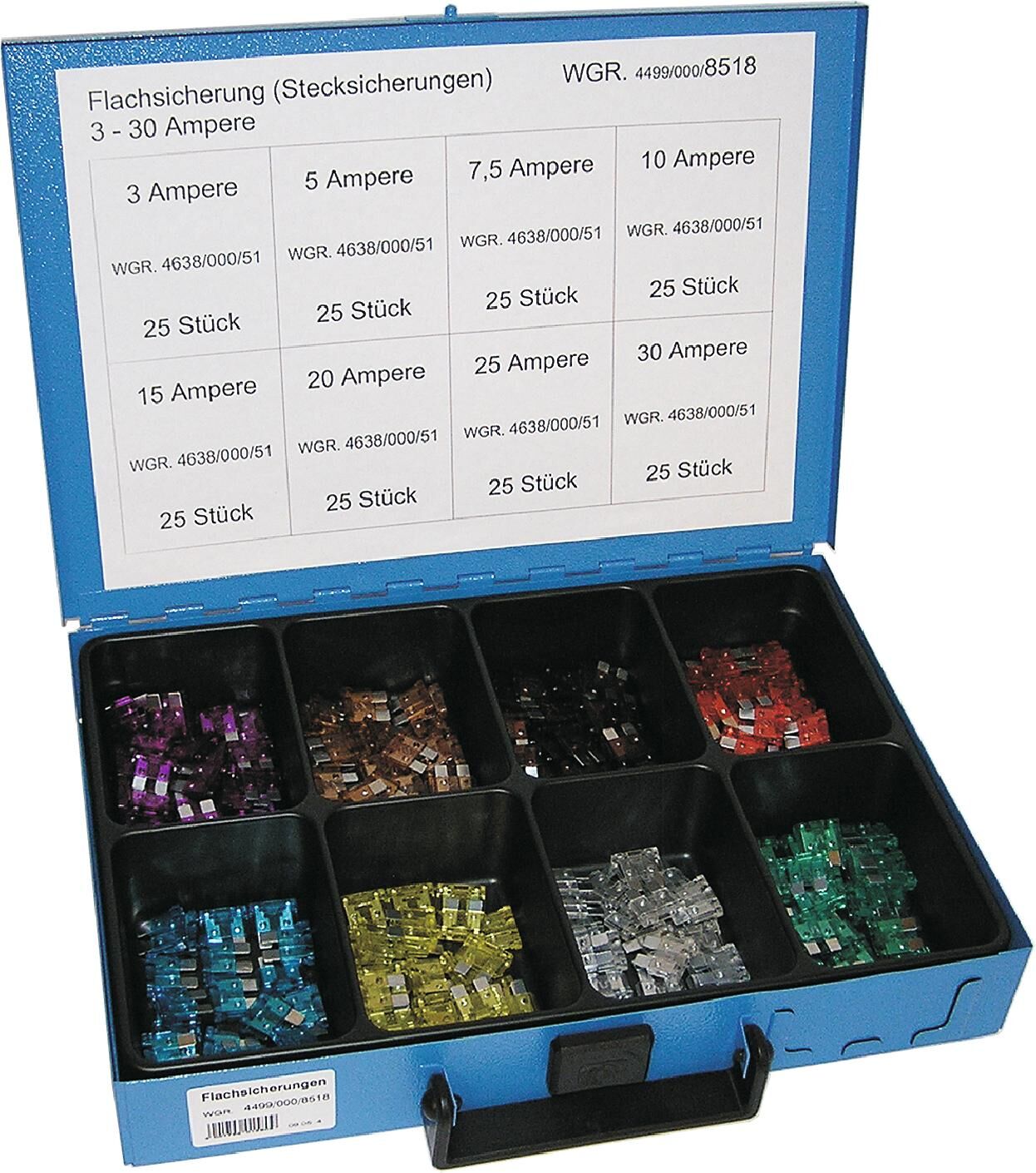 Dresselhaus assortiment zekeringen bananenstekker 8518 sort. flat fuses 3-30a 8518