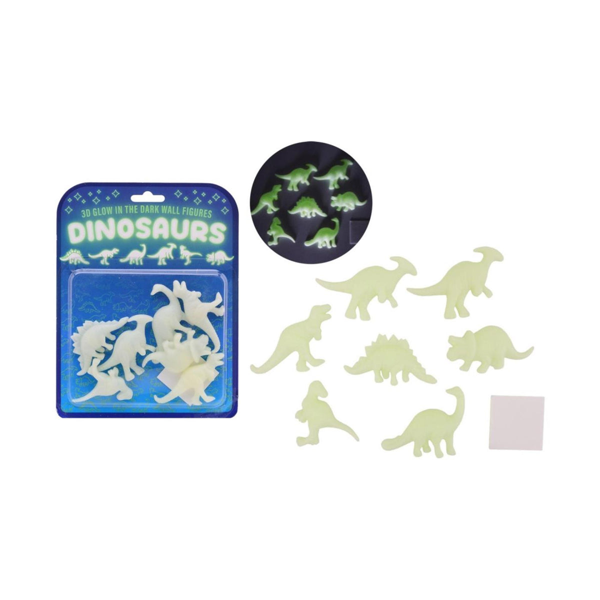 Johntoy john toy glow in the dark 3d muur dino's, 7 stuks op kaart