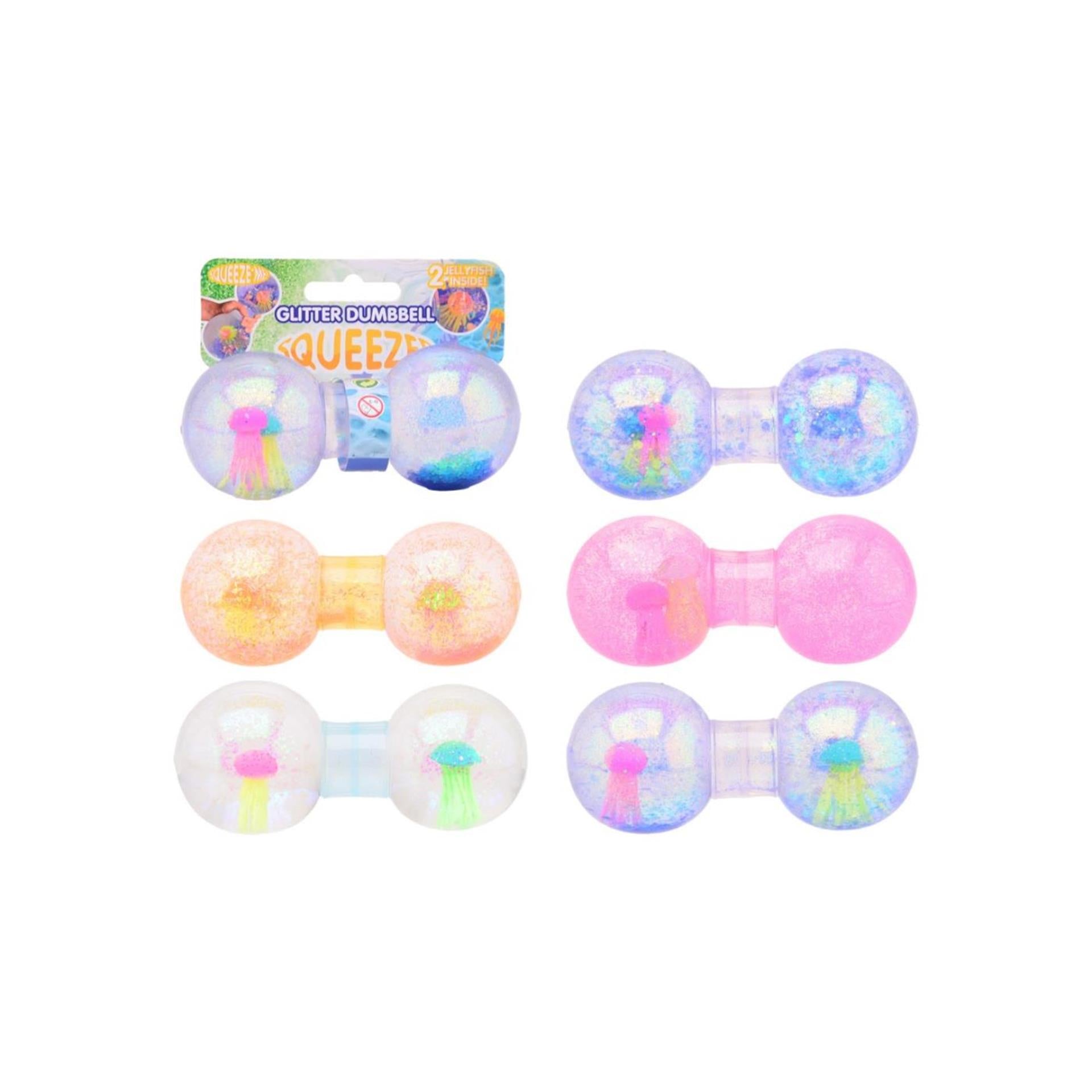 Johntoy glitter squeeze dumbbell met kwal