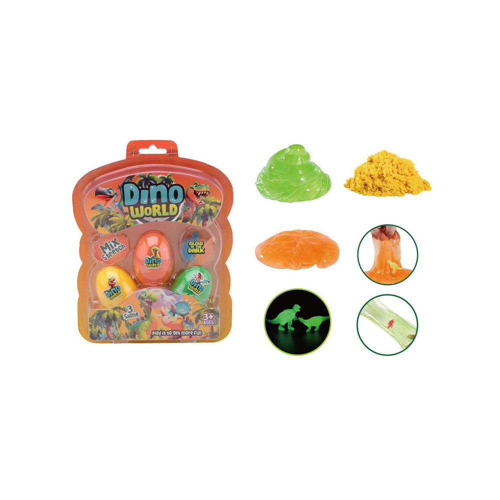 Johntoy dino world 3 slijm eieren met glow in the dark dino