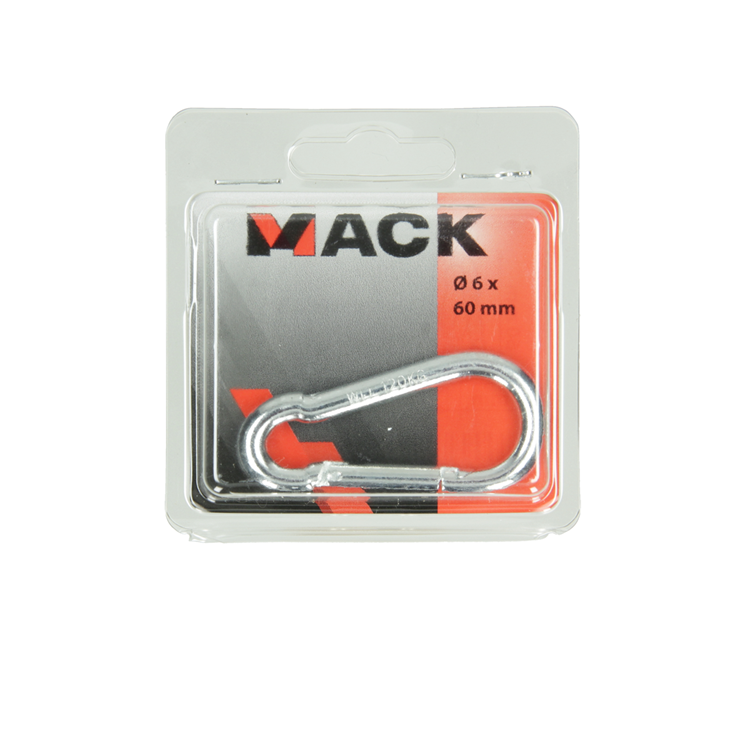 Mack 1006848 - 1 karabijnhaak + veer verzinkt bl 60x6mm | 5 stuks