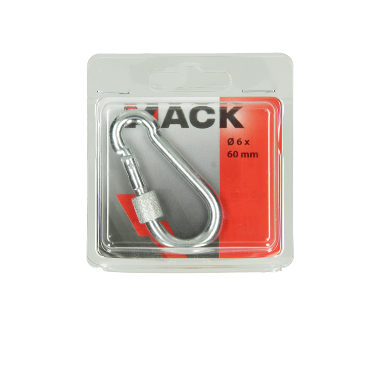 Mack 1006896 - 1 karabijnhaak+borgsl. verzinkt 6mm bl | 5 stuks