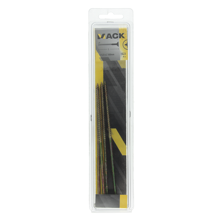 Mack 1006978 - spaanplaatschroef vz kop geelverzinkt 4st 6 x 160mm | 10 stuks