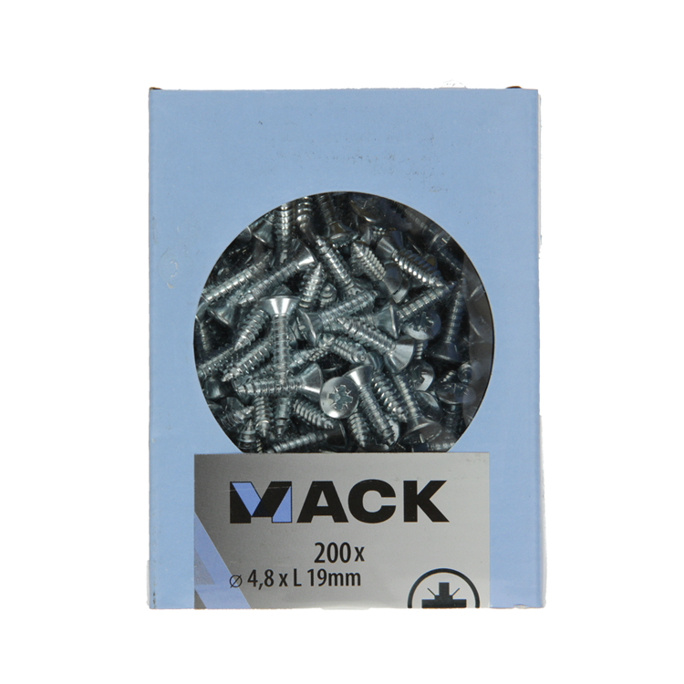 Mack 1007009 - zelftap. schroef bvz kop 200 200 st 4,8x19mm | 5 stuks