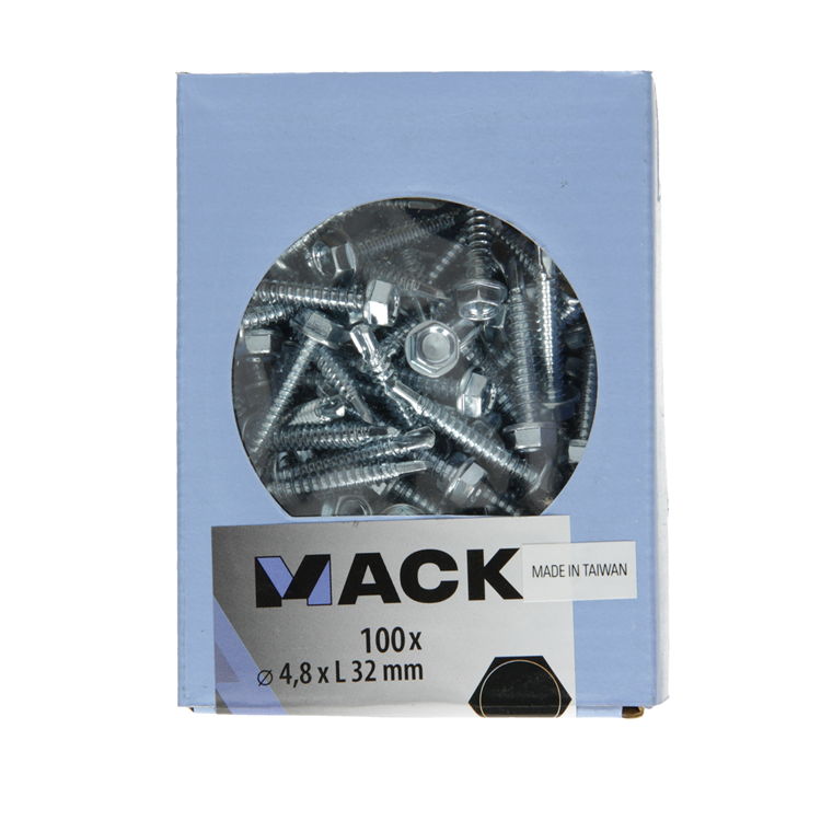 Mack 1007023 - zelfbor. schroef zeskant 100 100 st 4,8x32mm | 5 stuks