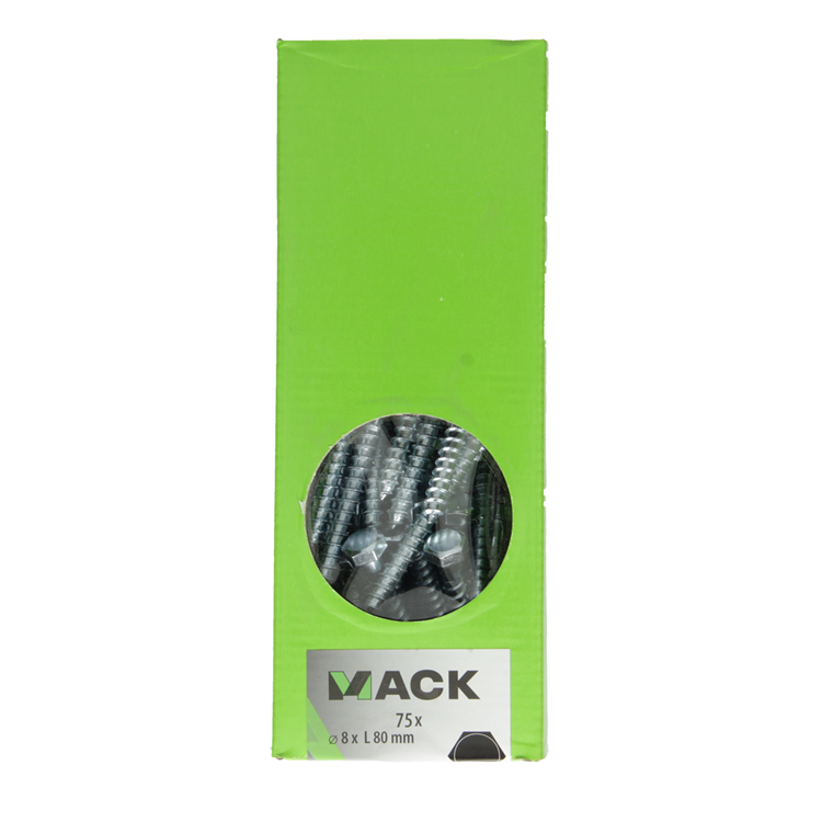 Mack 1007041 - houtdraadbout staal verzinkt 75 st 8 x 80 mm | 2 stuks