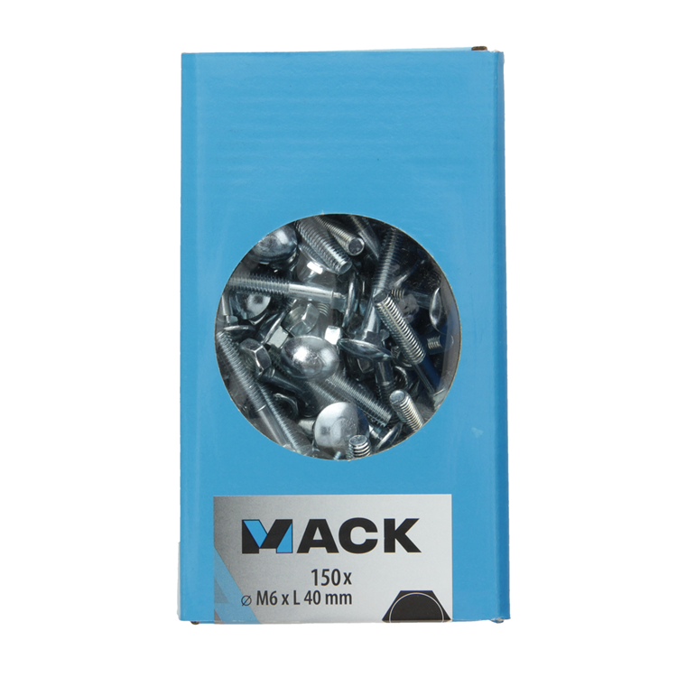 Mack 1007051 - houtbout + moer verzinkt 150 st 6 x 40 mm | 4 stuks
