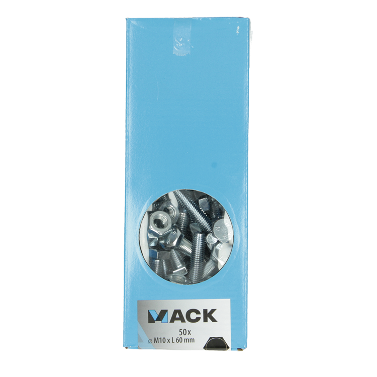 Mack 1007083 - tapbout + moer verzinkt 50 st 10 x 60 mm | 2 stuks