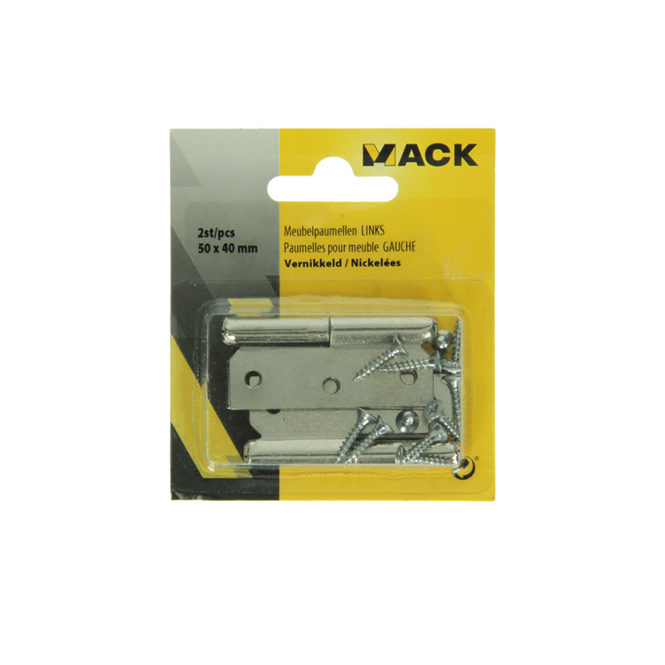 Mack 1013352 - 2 meubelpaumellen links vernikkeld h 50 x b 40 mm | 5 stuks