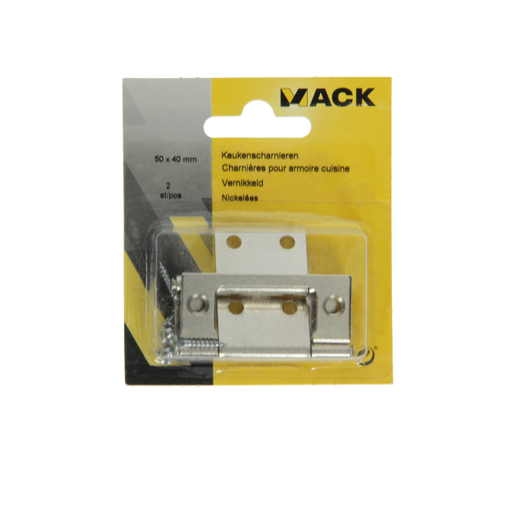 Mack 1013560 - 2 scharnieren voor vouwdeur vernikkeld h 50 x b 40 mm | 5 stuks