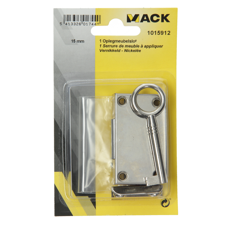 Mack 1015912 - 1 oplegmeubelslot vernikkeld 15mm | 5 stuks
