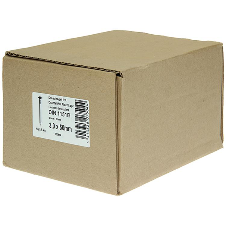 1015643 - doos 5 kg. nagels platte kop 3,0x50 mm | 3 stuks