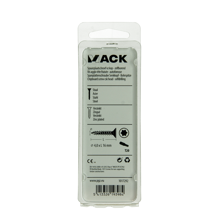 Mack 1017292 - spaanplschr.vzkop-zelfb. geelverz. 35 st 4,0 x 16 mm | 10 stuks