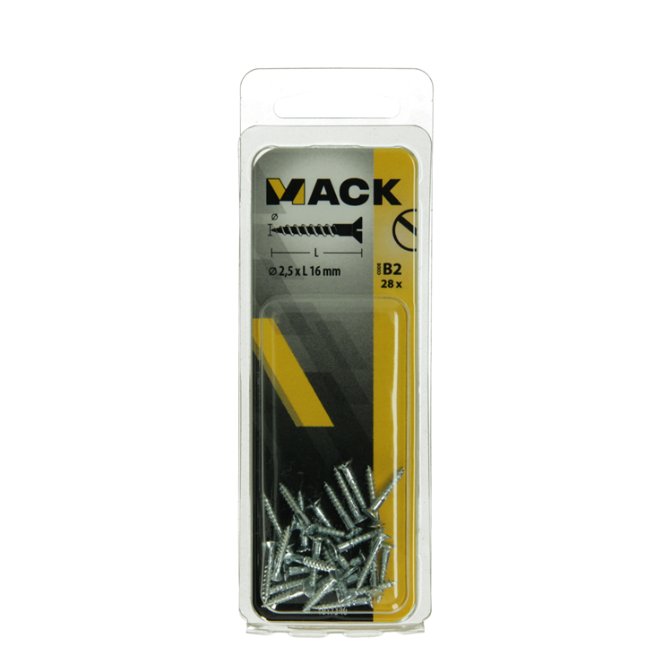 Mack 1017346 - houtschroef verzonken kop verz28 st 2,5 x 16 mm | 10 stuks