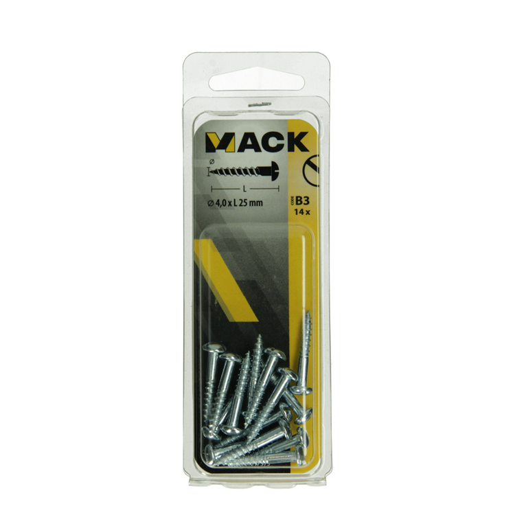 Mack 1017373 - houtschroef bolkop staal verzinkt 14 st 4,0 x 25 mm | 10 stuks
