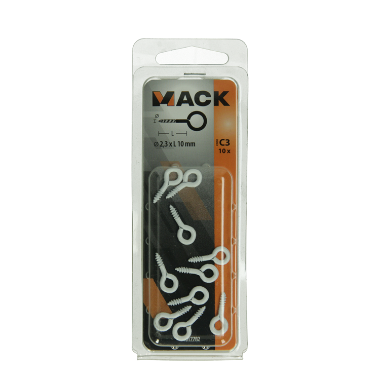 Mack 1017782 - schroefoog staal wit 10 st 2,3 x 10 mm | 10 stuks