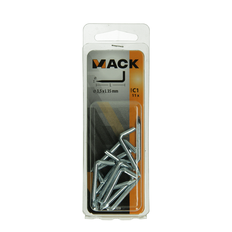 Mack 1017839 - puntduim staal verzinkt 11 st 3,5 x 35 mm | 10 stuks
