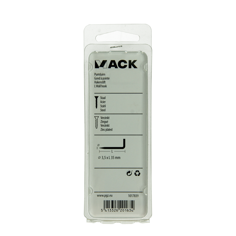 Mack 1017839 - puntduim staal verzinkt 11 st 3,5 x 35 mm | 10 stuks