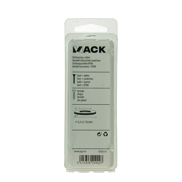 Mack 1018134 - dichtingsring rubber verzinkt 40 st 6,5 x 16 mm | 5 stuks