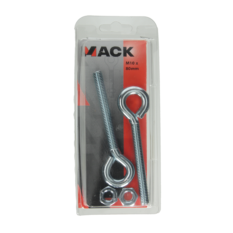 Mack 1006882 - 2 oogbouten verzinkt + moer m10x80 bl | 5 stuks