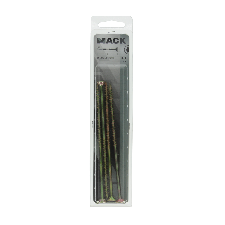 Mack 1006982 - spaanplschrf. vzkop-zelfb geelverzinkt 4st 6 x 140mm | 10 stuks