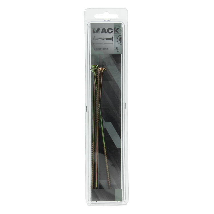 Mack 1006984 - spaanplschrf. vzkop-zelfb geelverzinkt 4st 6 x 180mm | 10 stuks