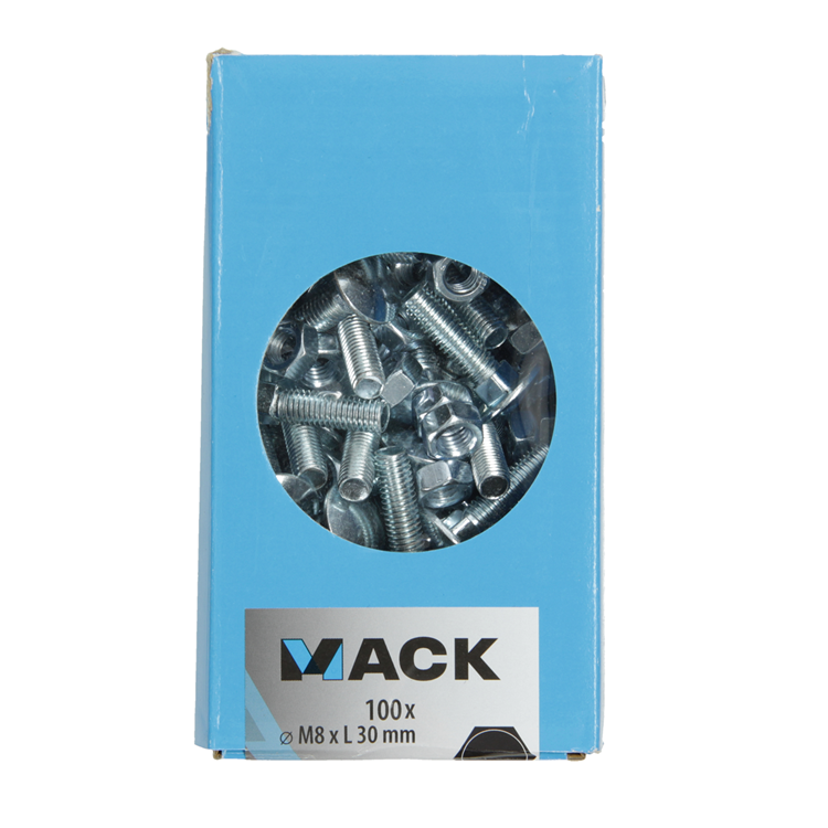 Mack 1007058 - houtbout + moer verzinkt 100 st 8 x 30 mm | 4 stuks