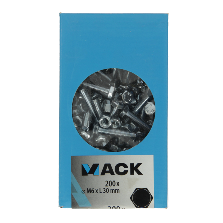 Mack 1007072 - tapbout + moer verzinkt 200 st 6 x 30 mm | 4 stuks