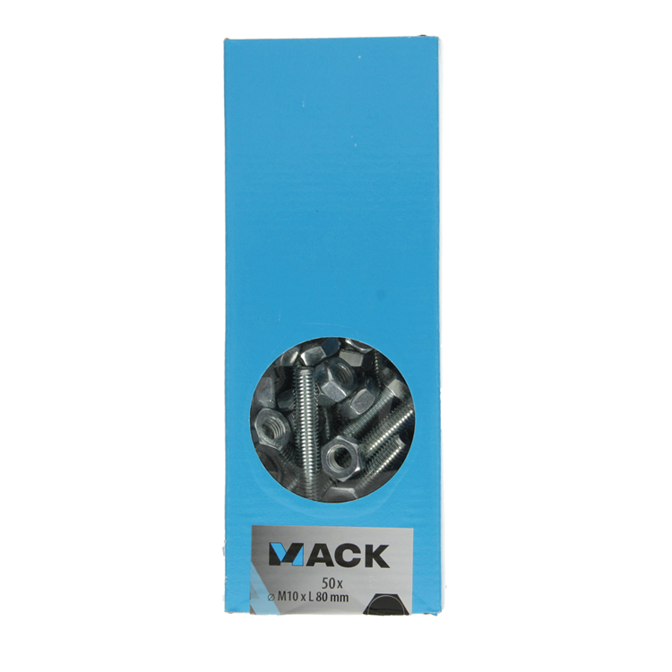 Mack 1007084 - tapbout + moer verzinkt 50 st 10 x 80 mm | 2 stuks