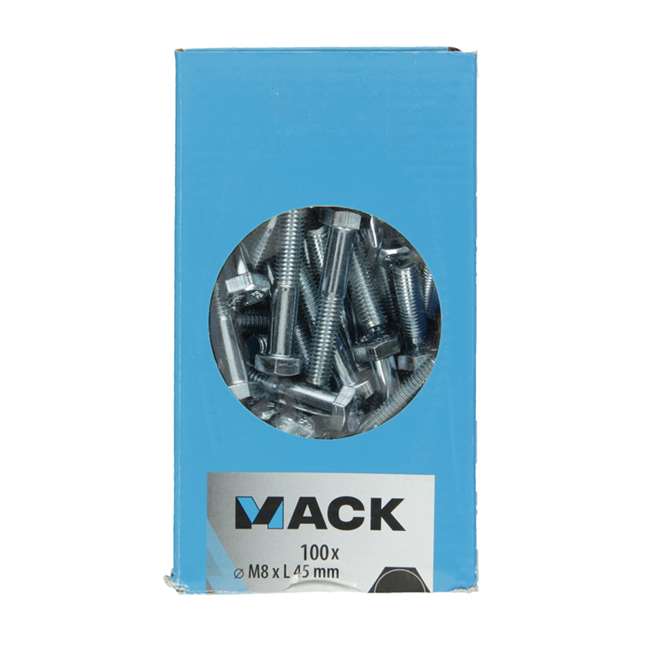 Mack 1007088 - mekaniekbout + moer 100 st 8 x 45 mm | 4 stuks