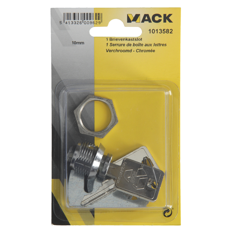 Mack 1013582 - 1 brievenkastslot verchroomd 13mm | 5 stuks