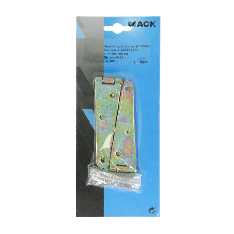 Mack 1013340 - 2 staarthengen gel.bl.verzinkt100 mm | 2 stuks