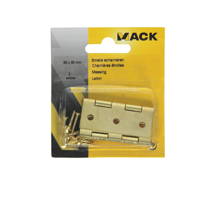 Mack 1013338 - 2 smalle scharnieren messing h 50 x b 30 mm | 5 stuks