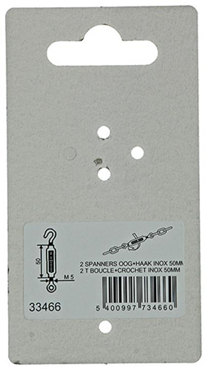 Mack 1008436 - 2 spanners oog + haak m5 x 50mm inox | 10 stuks