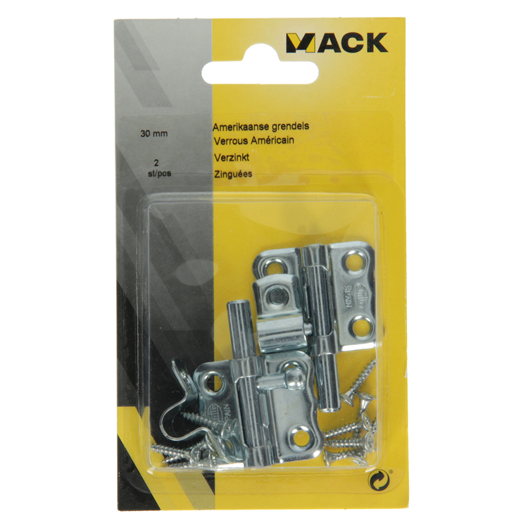 Mack 1013475 - 2 amerikaanse grendels verzinkt a 30 - b 15 mm | 5 stuks