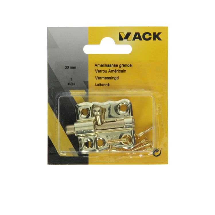 Mack 1015934 - 1 amerikaanse grendel vermessingd a 30 - b 15 mm | 5 stuks