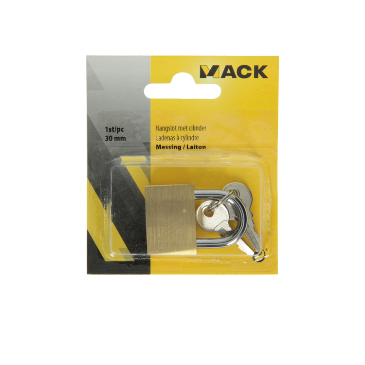 Mack 1014073 - hangslot met cilinder messing 30 mm | 10 stuks