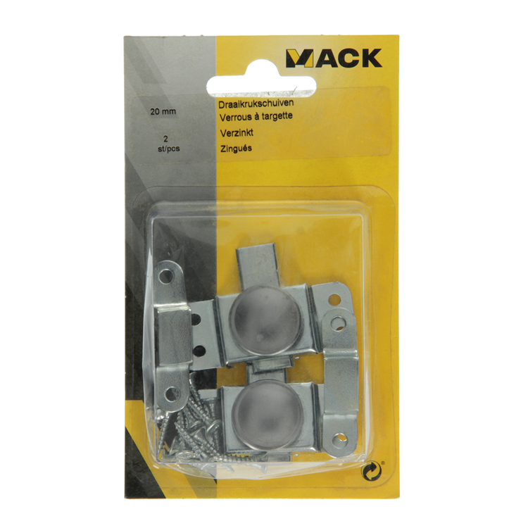 Mack 1014105 - 2 draaikrukschuiven verzinkt a 20 - b 13 mm | 5 stuks