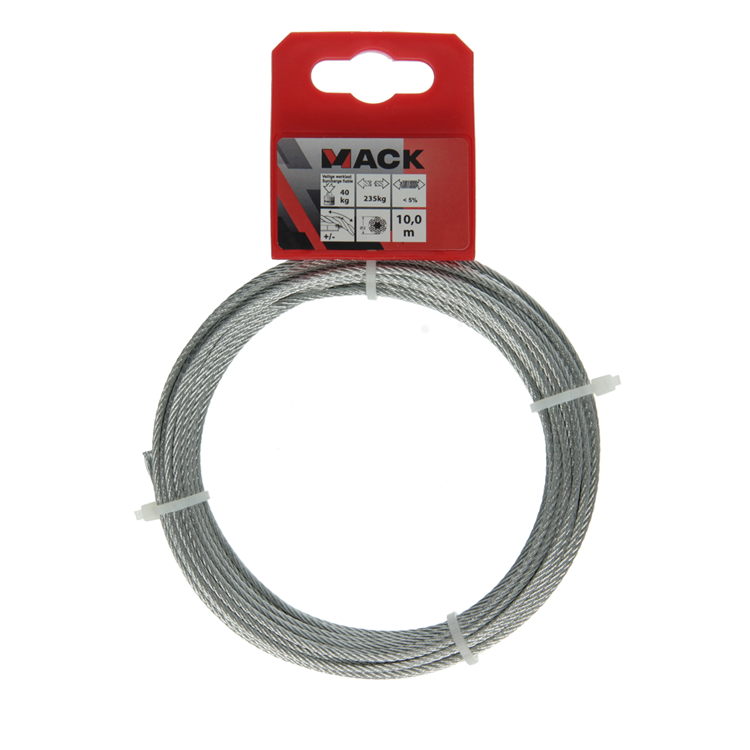 Mack 1013613 - verzinkte staalkabel 6x7 10m b:200kg 2mm2mm wll 45 kg din | 10 stuks